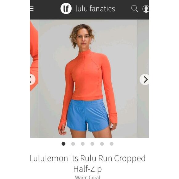 Lululemon It’s Rulu Run Cropped Half Zip Long Sleeve Size 4 Warm Coral - Picture 2 of 6